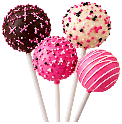 Four sprinkled cake pops